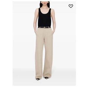 ANINE BING Briley Wide Leg curved-seam twill trousers in Taupe Brown